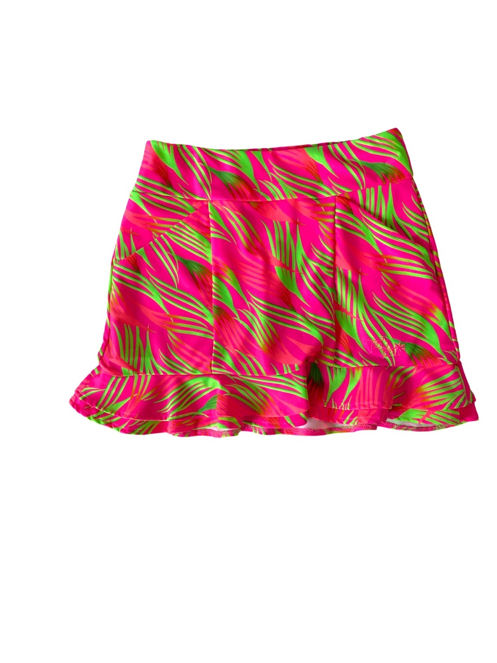 Tzu Tzu Bright Pink Tropical Ruffle Skort -XS